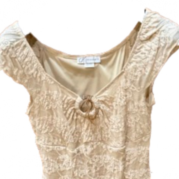 Dressbarn  Beige Stretchy Lace-like On or Off Shoulder Sz Medium - Picture 2 of 9